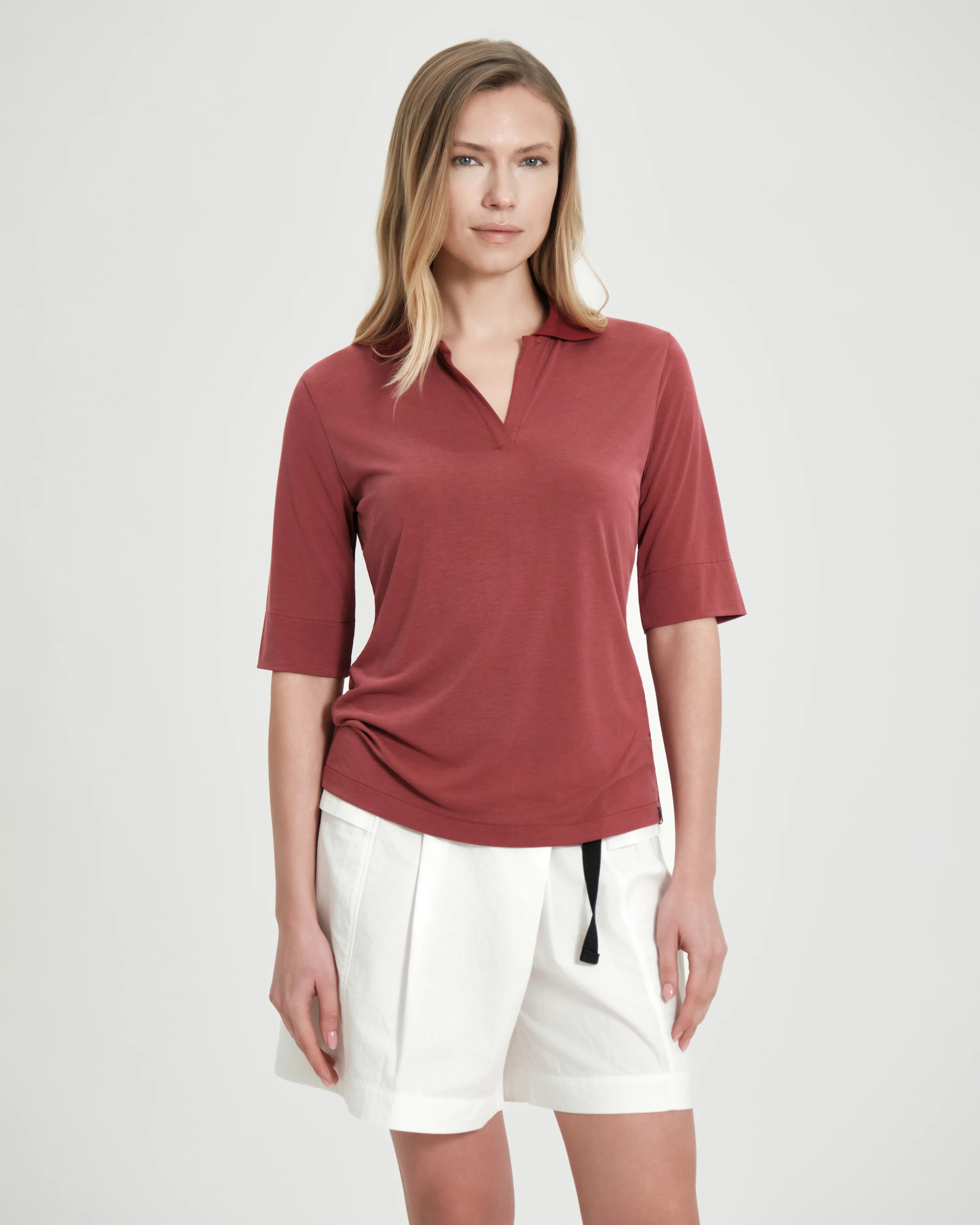 Polo donna SUNS Andalusite in jersey effetto cupro - Image 8